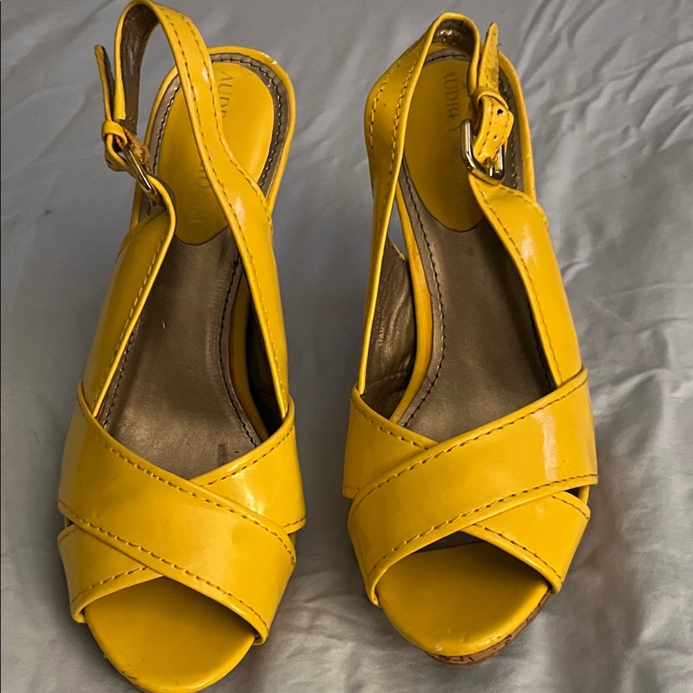 Audrey Brooke Yellow Patent Heels